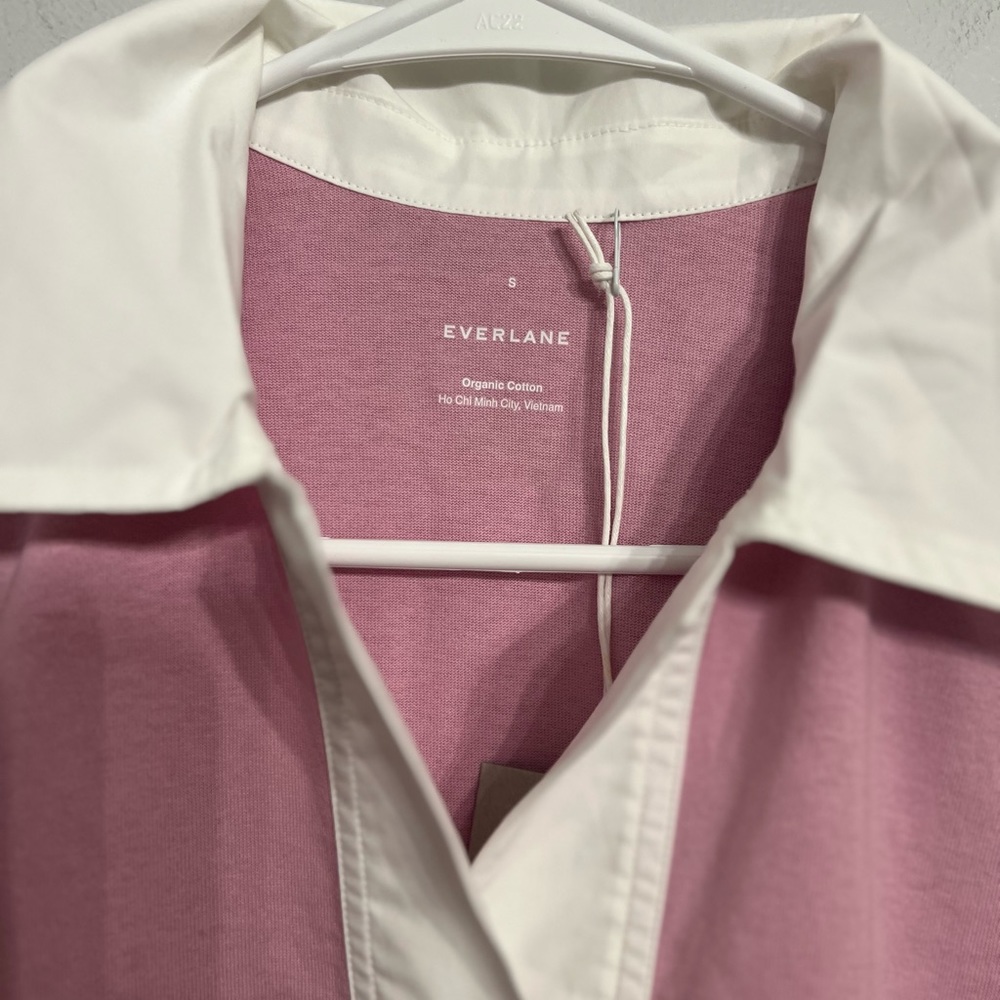 Everlane The Organic Cotton Polo Dress S Womens Pink White Short Sleeve… - Picture 2 of 5